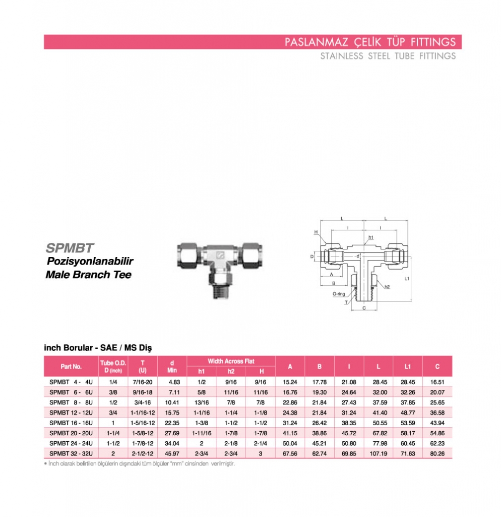 SPMBT Pozisyonlanabilir Male Branch Tee