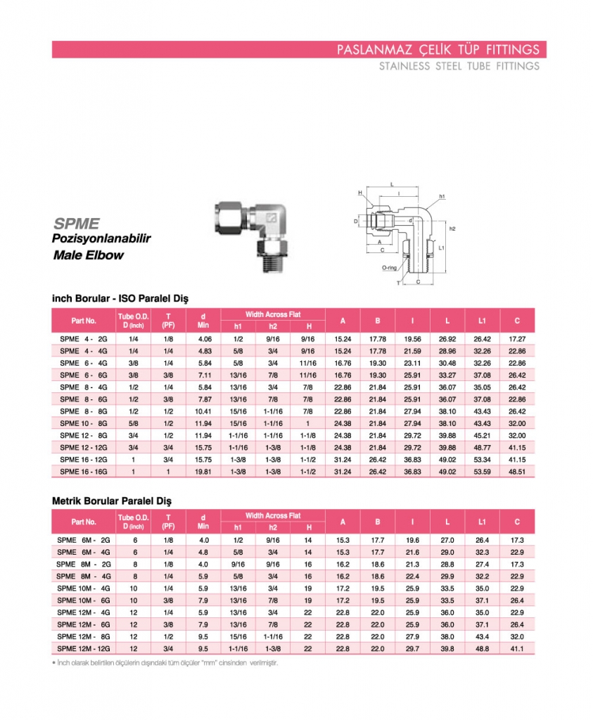 SPME Pozisyonlanabilir Male Elbow